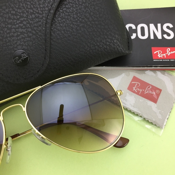 LIKE NEW RayBan Aviator RB3025 Gradient Brown Ray-Ban Sunglasses - Picture 4 of 12